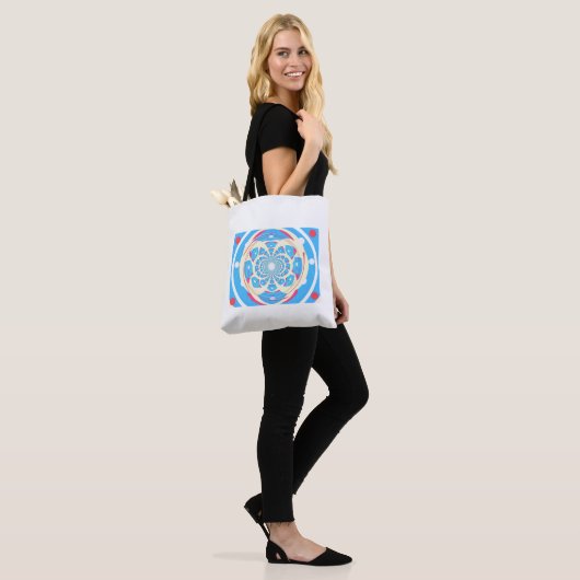 Blauw kunsty Dimensional Design Tote Bag (Op model)