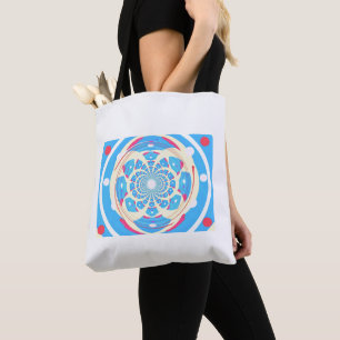 Blauw Kunstzinnig Driedimensionaal Ontwerp Tote Bag