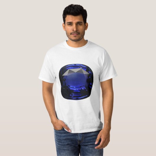 Blauw Kussen-cut saffier T-shirt (Voorkant volledig)