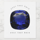 Blauw Kussen-cut saffier Wijn Etiket (Enkel label)