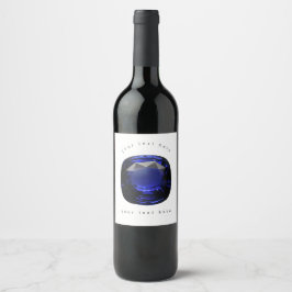 Blauw Kussen-cut saffier Wijn Etiket