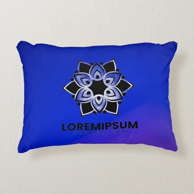 Blauw kussen met een geometrisch (Voorkant)