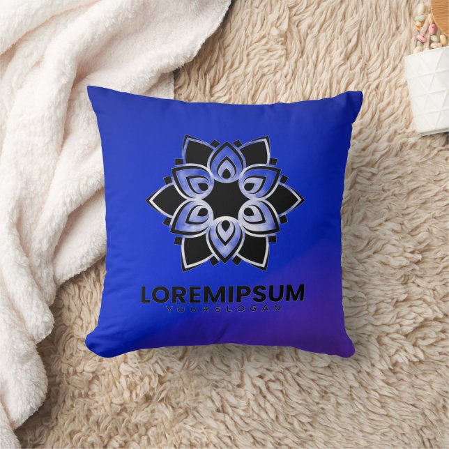 Blauw kussen met een geometrisch (Deken)