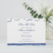Blauw Kust Bruiloft Bridal Shower Save The Date Informatiekaartje (Staand voorkant)