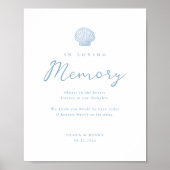 Blauw kust bruiloft herdenking tafel bord poster (Voorkant)