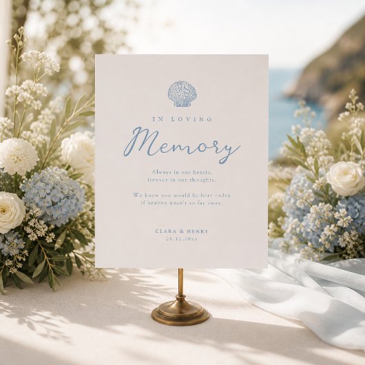 Blauw kust bruiloft herdenking tafel bord poster