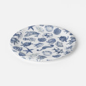 Blauw kust bruiloft papieren bord (Gekanteld)