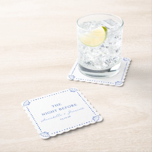 Blauw Kust Chic Persoonlijk Proefavondeten Kartonnen Onderzetters (Insitu)