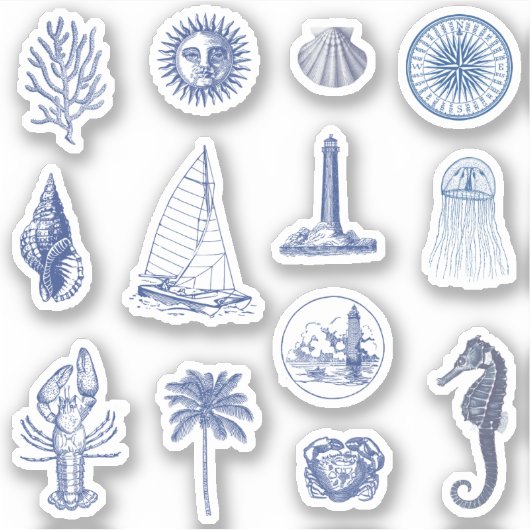 Blauw kust esthetisch pakket sticker (Voorkant)