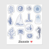 Blauw kust esthetisch pakket sticker (Vel)
