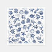 Blauw kust-huwelijkspapier servet (Voorkant)