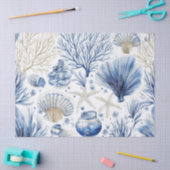 Blauw kust toile schelp koraal patroon (3) tissuepapier (Craft)