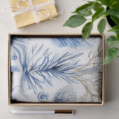 Blauw kust toile schelp koraal patroon (3) tissuepapier (Geschenk)