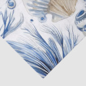 Blauw kust toile schelp koraal patroon (3) tissuepapier (Detail)