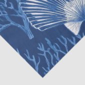 Blauw kust toile zeeschelp koraal patroon (2) tissuepapier (Detail)