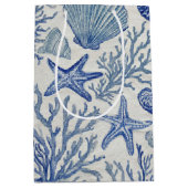 Blauw kust toile zeeschelp koraal patroon medium cadeauzakje (Voorkant)
