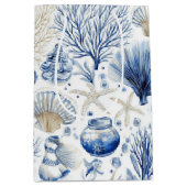 Blauw kust toile zeeschelp koraalpatroon (3) medium cadeauzakje (Voorkant)
