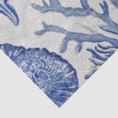 Blauw kust toile zeeschelp koraalpatroon tissuepapier (Detail)