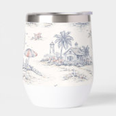 Blauw Kust Tropisch Frans Toile Monogram (Links)