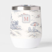Blauw Kust Tropisch Frans Toile Monogram (Voorkant)