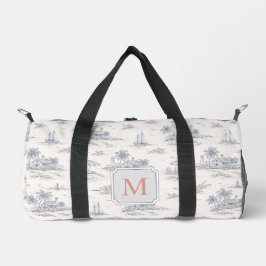 Blauw Kust Tropisch Frans Toile Monogram Plunjezak