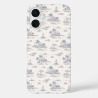 Blauw kust tropisch Frans Toile patroon