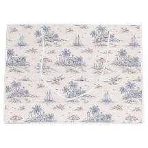 Blauw kust tropisch Frans toile patroon