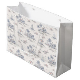 Blauw kust tropisch Frans toile patroon Groot Cadeauzakje