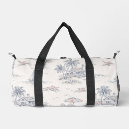 Blauw kust tropisch Frans toile patroon Plunjezak