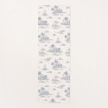 Blauw kust tropisch Frans toile patroon