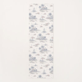 Blauw kust tropisch Frans toile patroon Yogamat