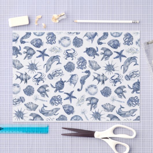 Blauw Kust Trouwpapier Tissuepapier (Craft)