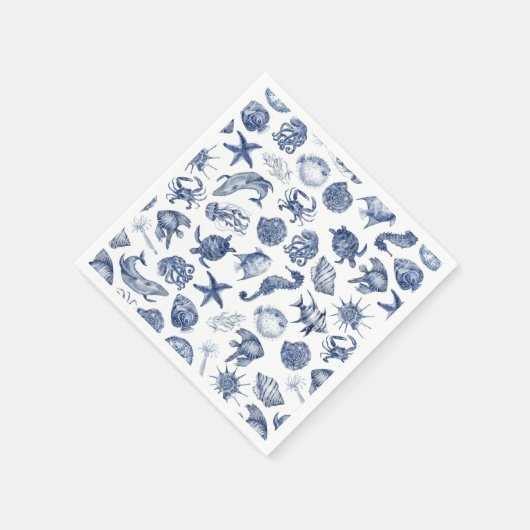 Blauw kustbruiloftspapieren servet (Hoek)