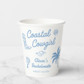 Blauw kustcowgirl vrijgezellenfeest papieren bekers (Voorkant)