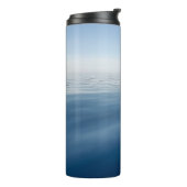 Blauw kustnautisch strandhuis thermosbeker (Gedraaid links)
