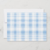 Blauw kustplaidpatroon monogram notitiekaartje (Achterkant)