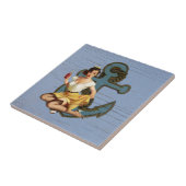 blauw kustschip en anker zwembad party meisje tegeltje (Zijkant)