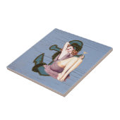 blauw kustschip en anker zwembad party meisje tegeltje (Zijkant)