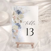 Blauw Kuststrand Bruiloft Tafel Nummerkaart