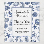 Blauw kustvoedsel- en dranklabelset wijn etiket (Enkel label)