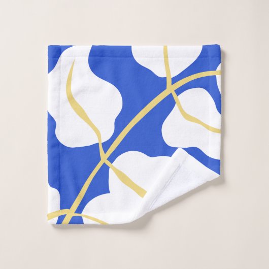 Blauw kustzomer print blad bad handdoek (Wasdoekje)