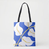 Blauw kustzomer print blad tote bag (Voorkant)