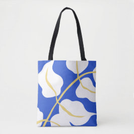 Blauw kustzomer print blad tote bag