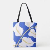 Blauw kustzomer print blad tote bag (Achterkant)