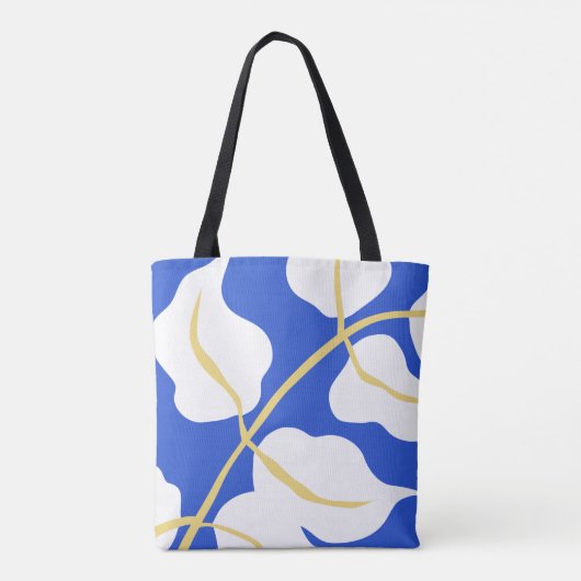 Blauw kustzomer print blad tote bag (Achterkant)