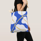 Blauw kustzomer print blad tote bag (Dichtbij)