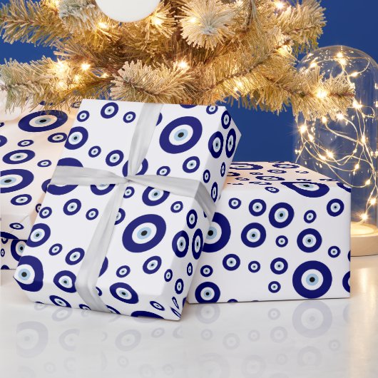 Blauw Kwaad Oog Succes & Bescherming Symbool Cadeaupapier (Feestdagen)