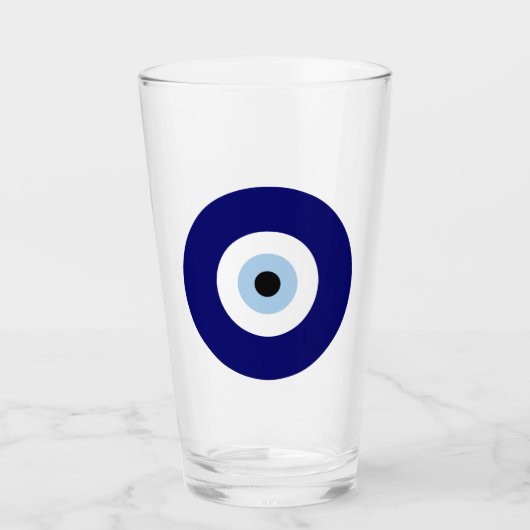 Blauw Kwaad Oog Succes & Bescherming Symbool Glas (Voorkant)
