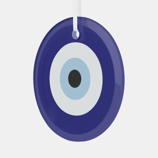 Blauw Kwaad Oog Succes & Bescherming Symbool Glas Ornament (Voorkant links)