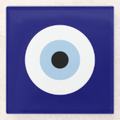 Blauw Kwaad Oog Succes & Bescherming Symbool Glazen Onderzetter (Voorkant)